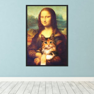 Impressão Em Tela Mona Lisa segurando o seu gato Leonardo da Vinci