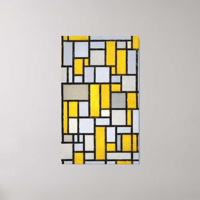 IMPRESSÃO EM TELA MONDRIAN - COMPOSIÇÃO COM A GRADE 1 - 1918 - (Frente)
