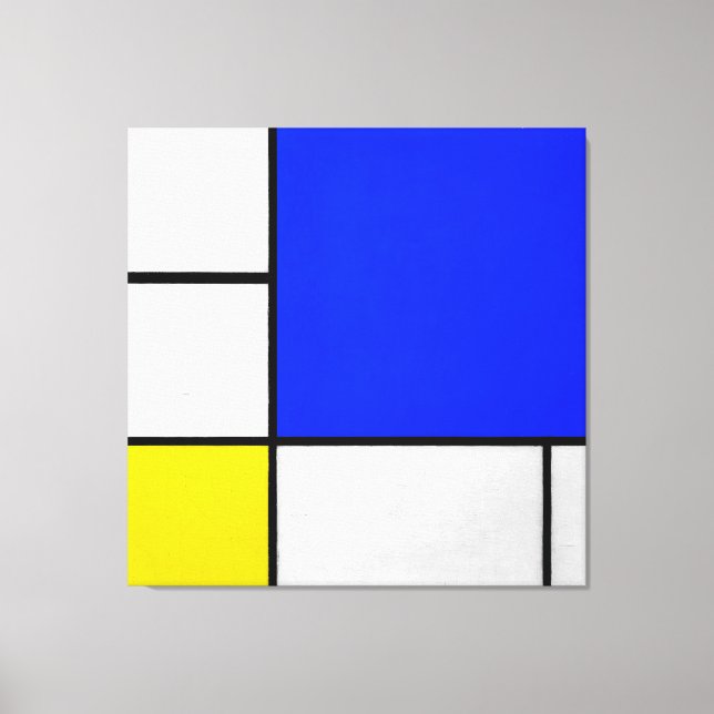 Impressão Em Tela MONDRIAN - COMPOSIÇÃO COM AZUL, BRANCO e AMARELO (Frente)