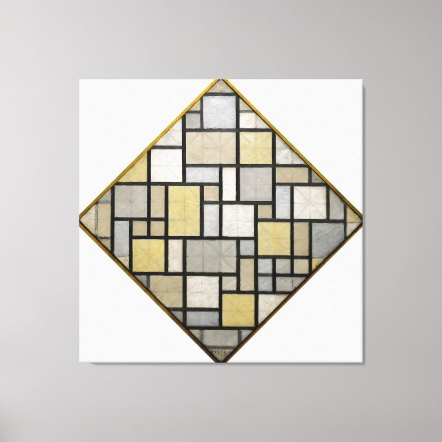 IMPRESSÃO EM TELA MONDRIAN - COMPOSIÇÃO COM GRADE 5: LOSANGO - 1919 (Frente)