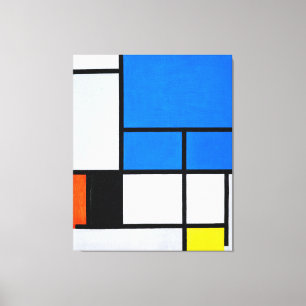 IMPRESSÃO EM TELA MONDRIAN - COMPOSIÇÃO COM GRANDE PLANO AZUL 1921