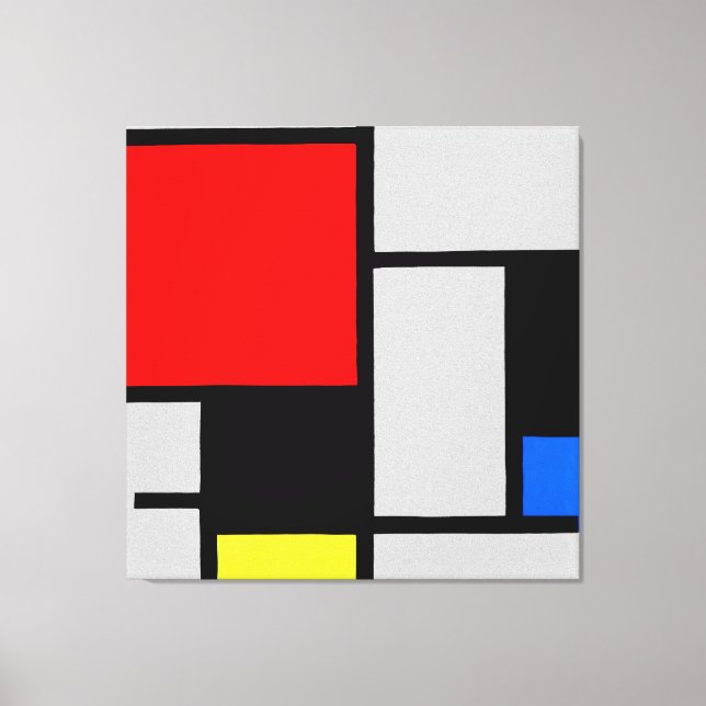 IMPRESSÃO EM TELA MONDRIAN - COMPOSIÇÃO COM GRANDE PLANO VERMELHO 19 (Frente)