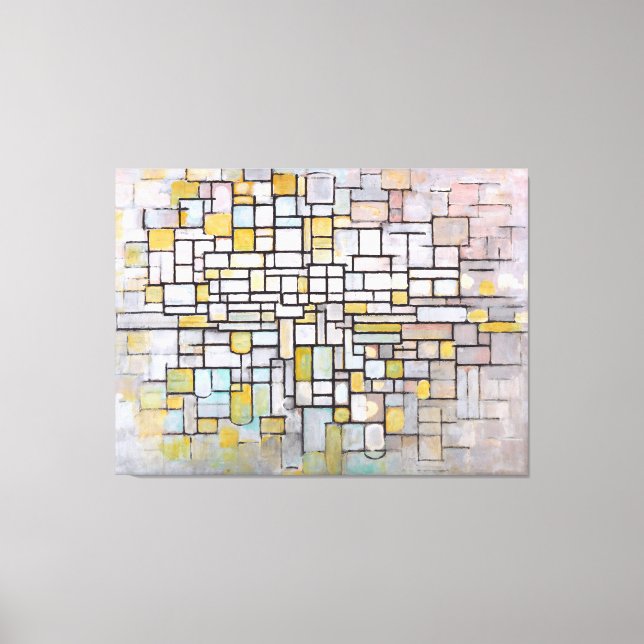 IMPRESSÃO EM TELA MONDRIAN - COMPOSIÇÃO EM AZUL, CINZA E PINCO - 191 (Frente)