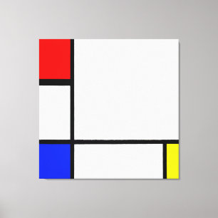 IMPRESSÃO EM TELA MONDRIAN - COMPOSIÇÃO IV COM VERMELHO, AZUL E AMAR