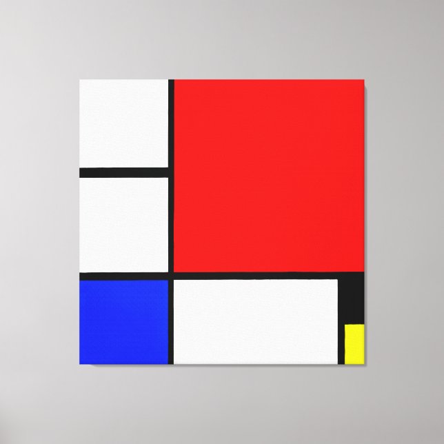 Impressão Em Tela MONDRIAN - COMPOSIÇÃO N. º II com AMARELO AZUL VER (Frente)
