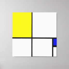 Impressão Em Tela MONDRIAN - COMPOSIÇÃO N. º II com AMARELO e AZUL