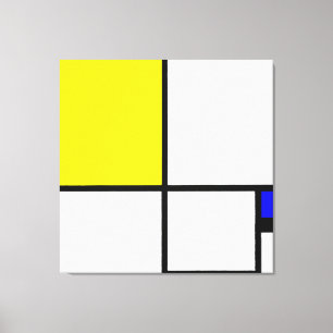 Impressão Em Tela MONDRIAN - COMPOSIÇÃO N. º II com AMARELO e AZUL