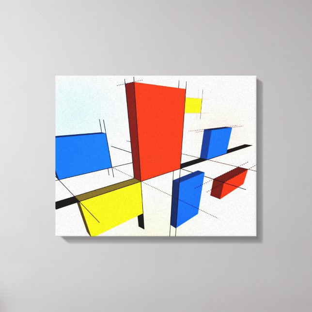 Impressão Em Tela Mondrian Inspirou 3D (Frente)
