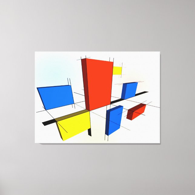 Impressão Em Tela Mondrian Inspirou 3D (Frente)
