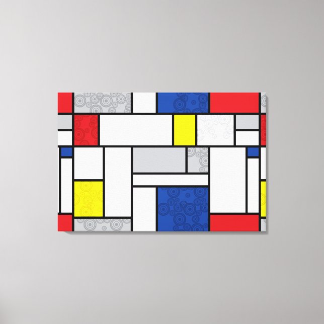 Impressão Em Tela Mondrian Retro Circles Minimalist De Stijl Mod Art (Frente)