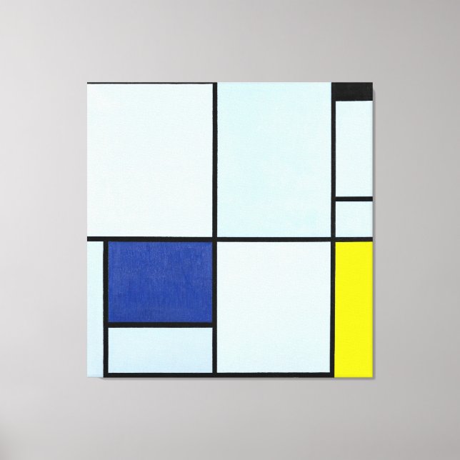 Impressão Em Tela MONDRIAN TABLEAU I com vermelho, preto, azul e ama (Frente)
