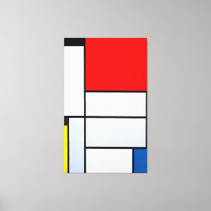 Impressão Em Tela MONDRIAN - TABLEAU I - Comp. com Plano Vermelho Gr