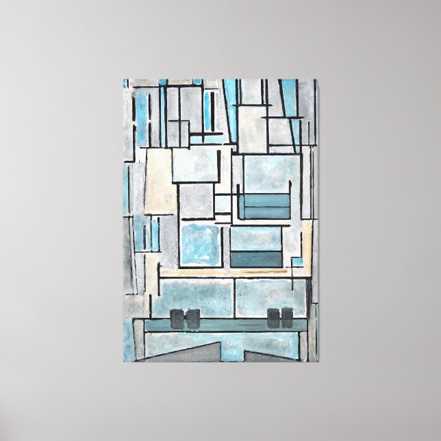 IMPRESSÃO EM TELA MONDRIÃO - COMPOSIÇÃO VI - 9 - BLUE FAÇADE - 1914 (Frente)