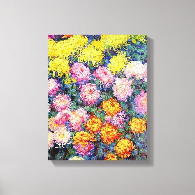Impressão Em Tela Monet - Cama de Chrysanthemums, (Frente)