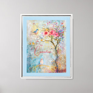 Impressão Em Tela Monet Inspirou Azul Pássaros Esticados