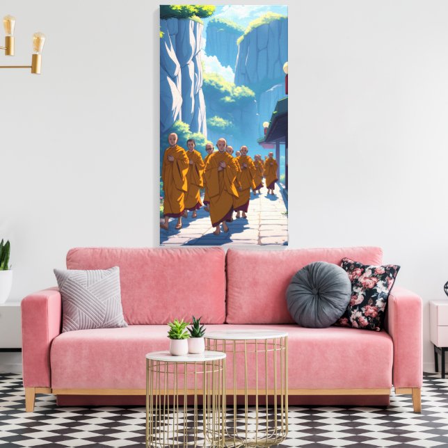 Impressão Em Tela Monges pela Paz (Insitu(Sala de estar))