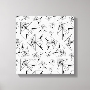 Impressão Em Tela Monocromo. Ornamento Geométrico. Preto e Branco