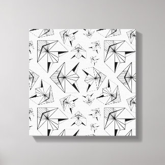Impressão Em Tela Monocromo. Ornamento Geométrico. Preto e Branco
