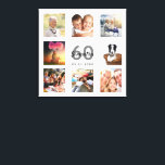 Impressão Em Tela Monograma de Colagem Branca de Fotos do 60º aniver<br><div class="desc">Um único presente de aniversário de 60 anos ou guarda, celebrando sua vida com uma colagem de 8 fotos. Adicione imagens de sua família, amigos, animais de estimação, hobbies ou destino de viagem de sonho. Personalize e adicione um nome, 60 anos e uma data. Cinzas e letras pretas. Um fundo...</div>