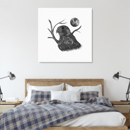 Impressão Em Tela Monograma de lua cheia de falcão
