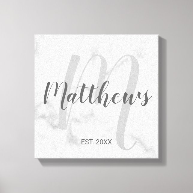 Impressão Em Tela Monograma e Nome da Família de Script Moderno Pers (Frente)