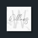 Impressão Em Tela Monograma e Nome Personalizados de Script de Ângul<br><div class="desc">Monograma personalizado e presentes de nome minimalista moderno Este design apresenta um nome personalizado no estilo de fonte e monograma do script de escrita manual moderno da cinza de luz, estilo de fonte sans moderno da cinza de luz como fundo, em fundo de mármore branco.</div>