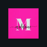 Impressão Em Tela Monograma Elegante Preto Rosa Pessoal<br><div class="desc">Um monograma elegante com seu nome pessoal. o fundo é rosa com seu nome em uma fonte preta moderna. Sua primeira cor é de cinza mole.</div>
