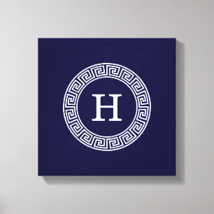 Impressão Em Tela Monograma inicial do Quadro de Linhas Chave Grego 