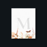Impressão Em Tela Monograma Personalizado Boho Wildflower<br><div class="desc">Impressão de flor selvagem do Monograma Personalizado</div>