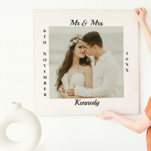 Impressão Em Tela Monograma personalizado Sr Sra Nome Data Foto Casa