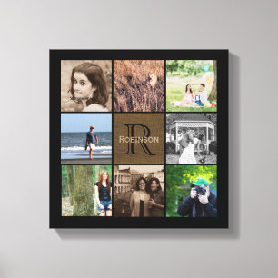 Impressão Em Tela Monograma rústico de serapilheira da colagem feit