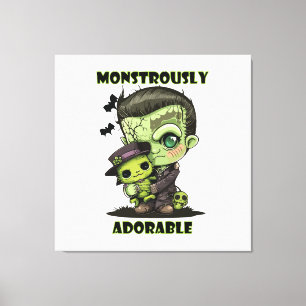 Impressão Em Tela Monstro de Frankenstein Fofo com pelúcia