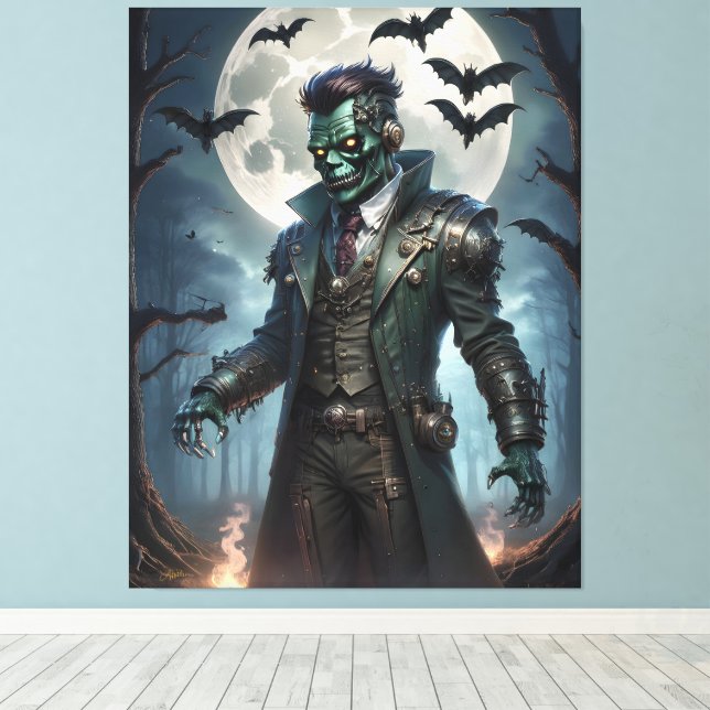 Impressão Em Tela Monstro de Halloween Steampunk Frankenstein (Insitu(piso de madeira))