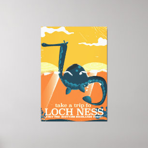 Impressão Em Tela Monstro do vintage das montanhas de Loch Ness