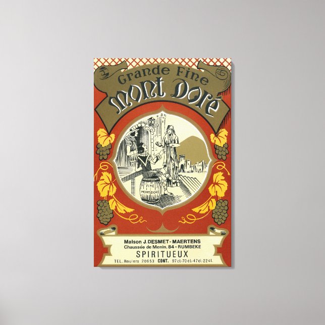 Impressão Em Tela Mont Dore Wine LabelEurope (Frente)