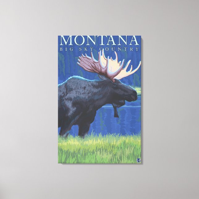 Impressão Em Tela Montana - Grande Céu - Moose à Lua (Frente)