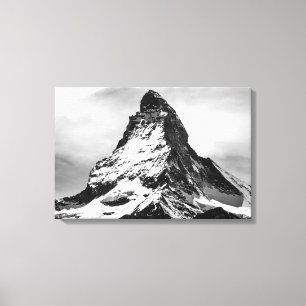 Impressão Em Tela Montanha alpina icónica Matterhorn no preto e no