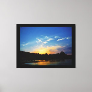 Impressão Em Tela Montanha lago Sunset