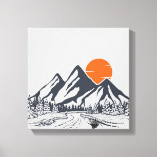 Impressão Em Tela Montanha Tranquila Sunset