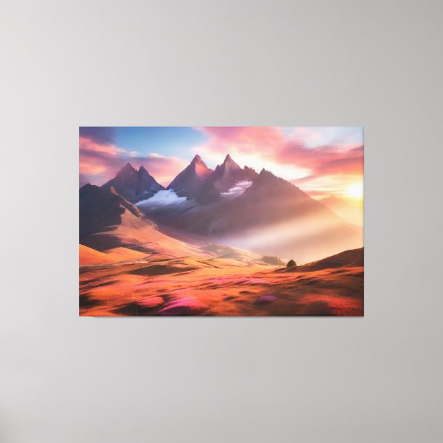 Impressão Em Tela Montanha Vibrante e Paisagem Fluvial (Frente)