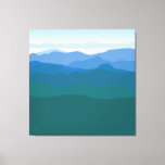 Impressão Em Tela Montanha - Vista Verde Azul Ilustrada<br><div class="desc">Linda,  simples,  moderna e moderna,  verde-esmaecida-a-azul,  vista de montanha ilustrada pelo Striped Hat Studio.</div>