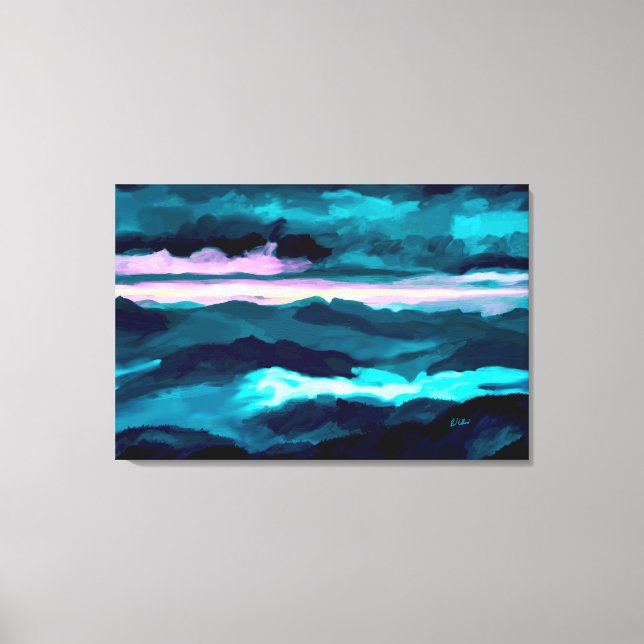 Impressão Em Tela Montanhas do enfumaçado (Frente)