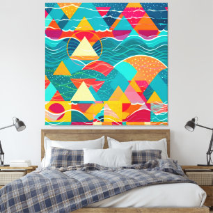 Impressão Em Tela Montanhas e Rio Abstratos