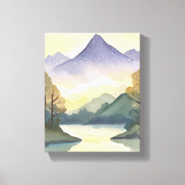 Impressão Em Tela Montanhas Místicas | Pintura de Paisagem em Aquare