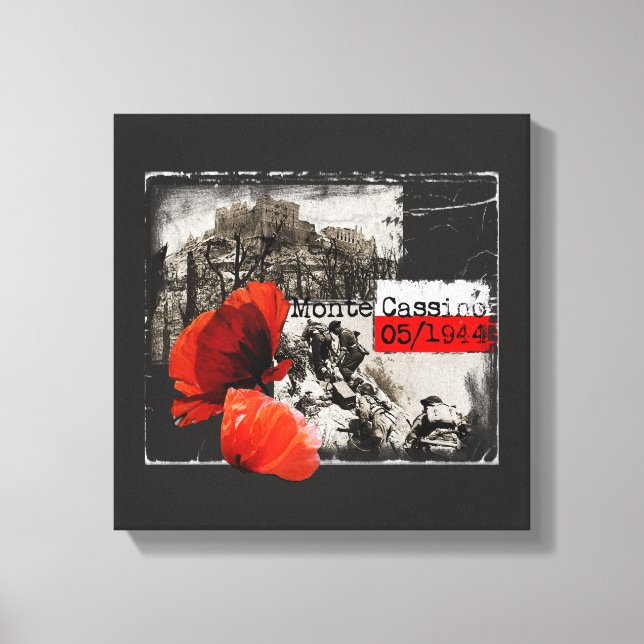 Impressão Em Tela Monte Cassino Battle WW2 Czerwone lêmure Poland (Frente)
