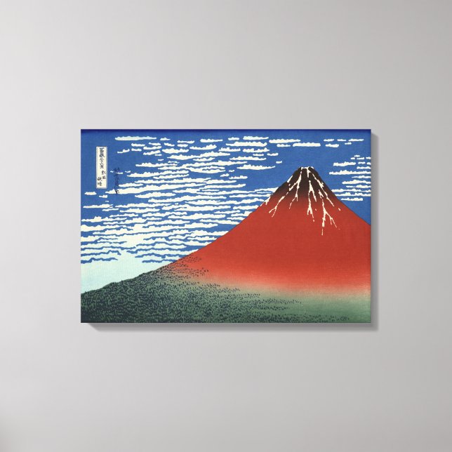 Impressão Em Tela Monte Fuji em tempo limpo (Red Fuji) (Hokusai) (Frente)