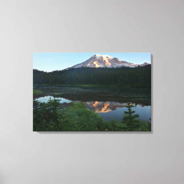 Impressão Em Tela Monte Rainier Refletido no Nascer do Sol II (Frente)