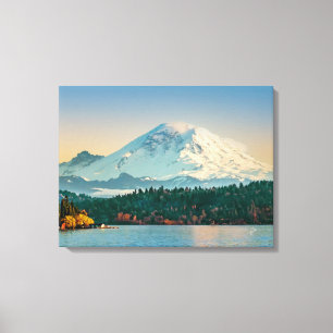 Impressão Em Tela Monte Rainier sobre o Lago Washington Arte Fino Gr