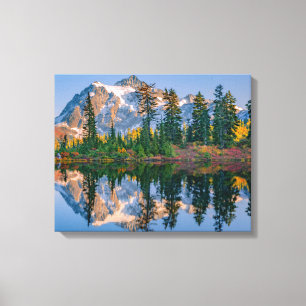 Impressão Em Tela Monte Shuksan refletido no Reflection Lake