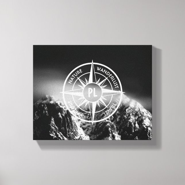 Impressão Em Tela Montes dramáticos do emblema da estrela da Compass (Frente)